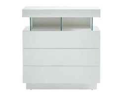Cómoda 3 Gavetas Com Leds, Mdf Lacado A Branco - Fabio Ii