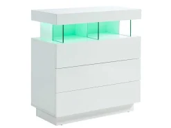 Cómoda 3 Gavetas Com Leds, Mdf Lacado A Branco - Fabio Ii