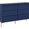 Cómoda 6 Gavetas Mdf E Metal Lacado A Azul E Dourado - Korasa De Pascal Morabito