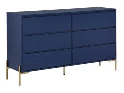 Cómoda 6 Gavetas Mdf E Metal Lacado A Azul E Dourado - Korasa De Pascal Morabito