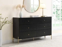 Cómoda 6 Gavetas Mdf E Metal Preto E Dourado - Milavia De Pascal Morabito