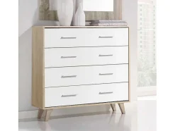 Cómoda 4 Gavetas 80X90X35 Cambriano-Branco