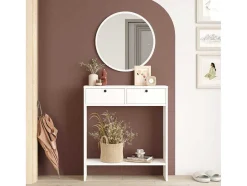 Cómoda Larris Com Espelho, 2 Gavetas - Venprodin - 24 Cm Branco