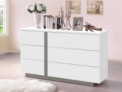Cómoda Napoli - 6 Gavetas - Branco E Cinzento