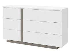 Cómoda Napoli - 6 Gavetas - Branco E Cinzento