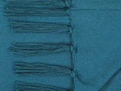 Colcha Com Franjas Em Algodao 230 X 250 Cm Azul - Segna