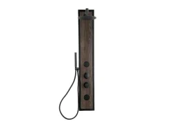 Coluna De Duche De Hidromassagem Preto Com Decoração Madeira A127 X L48,5 Cm - Ubala