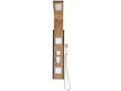 Coluna De Duche Hidromassagem Chuva Tropical E Painel Em Bambu Dimensoes 22*145 Cm - Dalima