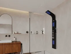 Coluna De Duche Hidromassagem Termostatico Com Leds Felicita - 20 X 165 Cm - Preto