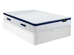 Conjunto Artigos De Cama 140 X 190 Cm Sommier Com Espaco De Arrumação Branco + Colchão De Molas Ensacadas - Marquis Da Dreamea