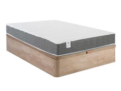 Conjunto Artigos De Cama 140 X 190 Cm Sommier Com Espaco De Arrumação Natural Claro + Colchão De Espuma Hd - Heaven Da Dreamea