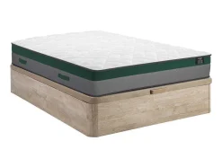 Conjunto Artigos De Cama 140 X 190 Cm Sommier Com Espaco De Arrumação Natural Claro + Colchão De Molas Ensacadas - Prestige Da Ysmee