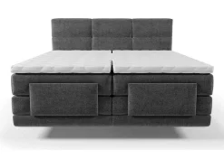 Conjunto Boxspring Cabeceira De Cama Acolchoada, Sommier Articulado Eletrico + Colchão + Sobrecolchão 2 X 90 X 200 Cm Antracite - Lodi Da Palacio