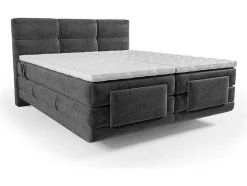 Conjunto Boxspring Cabeceira De Cama Acolchoada, Sommier Articulado Eletrico + Colchão + Sobrecolchão 2 X 90 X 200 Cm Antracite - Lodi Da Palacio