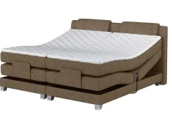 Conjunto Boxspring Cabeceira De Cama + Sommier De Relaxamento Eletrico + Colchão + Sobrecolchão Castel Da Palacio - 2X80X200 Cm - Tecido Bege