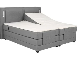 Conjunto Boxspring Cabeceira De Cama Com Leds + Sommier Articulado Eletrico + Colchão + Sobrecolchão 2 X 90 X 200 Cm Tecido Cinzento - Astemi Da Palacio