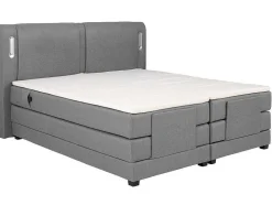 Conjunto Boxspring Cabeceira De Cama Com Leds + Sommier Articulado Eletrico + Colchão + Sobrecolchão 2 X 90 X 200 Cm Tecido Cinzento - Astemi Da Palacio