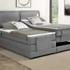 Conjunto Boxspring Cabeceira De Cama Com Leds + Sommier Articulado Eletrico + Colchão + Sobrecolchão 2 X 80 X 200 Cm Tecido Cinzento - Astemi Da Palacio