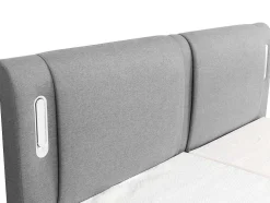 Conjunto Boxspring Cabeceira De Cama Com Leds + Sommier Articulado Eletrico + Colchão + Sobrecolchão 2 X 80 X 200 Cm Tecido Cinzento - Astemi Da Palacio