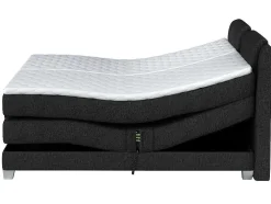 Conjunto Boxspring Cabeceira De Cama + Sommier De Relaxamento Eletrico + Colchão + Sobrecolchão Castel Da Palacio - 2X80X200 Cm - Tecido Antracite