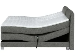 Conjunto Boxspring Cabeceira De Cama + Sommier De Relaxamento Eletrico + Colchão + Sobrecolchão Castel Da Palacio - 2X80X200 Cm - Tecido Cinza Claro