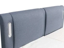 Conjunto Boxspring Cabeceira De Cama Com Leds + Sommier Articulado Eletrico + Colchão + Sobrecolchão 2 X 90 X 200 Cm Tecido Azul - Astemi Da Palacio