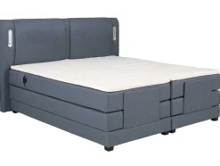 Conjunto Boxspring Cabeceira De Cama Com Leds + Sommier Articulado Eletrico + Colchão + Sobrecolchão 2 X 90 X 200 Cm Tecido Azul - Astemi Da Palacio