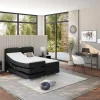 Conjunto Boxspring Cabeceira De Cama + Sommier De Relaxamento Eletrico + Colchão + Sobrecolchão Castel Da Palacio - 2X90X200 Cm - Tecido Antracite