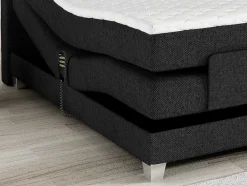 Conjunto Boxspring Cabeceira De Cama + Sommier De Relaxamento Eletrico + Colchão + Sobrecolchão Castel Da Palacio - 2X90X200 Cm - Tecido Antracite
