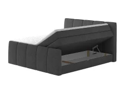 Conjunto Boxspring: Cabeceira, Sommier Com Espaco De Arrumação, Colchão, Sobrecolchão - Cinza Antracite - 160 X 200 Cm - Verone Da Dreamea