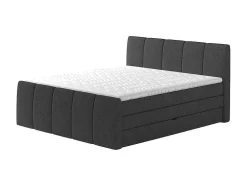 Conjunto Boxspring: Cabeceira, Sommier Com Espaco De Arrumação, Colchão, Sobrecolchão - Cinza Antracite - 160 X 200 Cm - Verone Da Dreamea