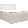 Conjunto Boxspring Cabeceira De Cama + Sommiers Com Espaco De Arrumação + Colchão + Sobrecolchão 2 X 80 X 200 Cm Veludo Canelado Marfim - Rhoda Da Palacio
