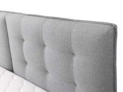 Conjunto Boxspring Cabeceira De Cama + Sommiers Com Arrumação + Colchão + Sobrecolchão, 180 X 200 Cm, Tecido Cinzento-Claro - Perama Da Palacio