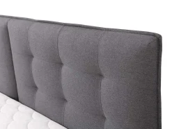 Conjunto Boxspring Cabeceira De Cama + Sommiers Com Arrumação + Colchão + Sobrecolchão, 160 X 200 Cm, Tecido Antracite - Perama Da Palacio