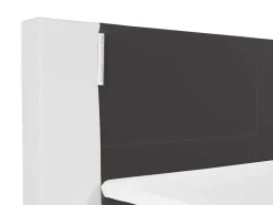 Conjunto Boxspring Completo Cabeceira Com Leds + Sommiers + Colchão + Sobrecolchão Asti De Ysmee - 180 X 200 Cm - Pele Sintética - Branco E Cinza