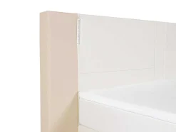 Conjunto Boxspring Completo - Cabeceira Com Leds + Sommiers + Colchão + Sobrecolchão Asti - 160X 200 Cm - Pele Sintética - Creme E Branco