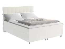 Conjunto Boxspring Completo Cabeceira + Sommiers + Colchão + Sobrecolchão Siero Da Ysmee - 160X 200 Cm - Tecido - Marfim