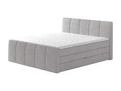 Conjunto Boxspring Completo Cabeceira De Cama + Sommiers Com Bau + Colchão + Sobrecolchão Verone - Cinza-Claro - 160X200 Cm