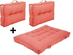 Conjunto 1 Colchão + 2 Almofadas Para Palates Em Algodao Cor Coral - Baila