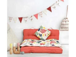 Conjunto 1 Colchão + 2 Almofadas Para Palates Em Algodao Cor Coral - Baila