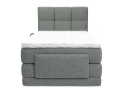 Conjunto Completo Boxspring, Cabeceira De Cama Acolchoada + Sommiers Articulados Eletricos + Colchão + Sobrecolchão 100X200 Cm Tecido Cinzento-Claro - Lodi Da Palacio