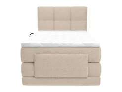Conjunto Completo Boxspring, Cabeceira De Cama Acolchoada + Sommiers Articulados Eletricos + Colchão + Sobrecolchão 100X200 Cm Tecido Bege - Lodi Da Palacio