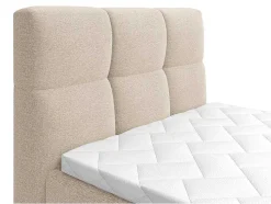 Conjunto Completo Boxspring, Cabeceira De Cama Acolchoada + Sommiers Articulados Eletricos + Colchão + Sobrecolchão 100X200 Cm Tecido Bege - Lodi Da Palacio