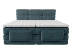 Conjunto Completo Boxspring Cabeceira De Cama Acolchoada + Sommiers Articulados Eletricos + Colchão + Sobrecolchão 2X80X200 Cm Tecido Azul - Lodi De Palacio