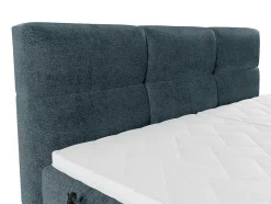 Conjunto Completo Boxspring Cabeceira De Cama Acolchoada + Sommiers Articulados Eletricos + Colchão + Sobrecolchão 2X80X200 Cm Tecido Azul - Lodi De Palacio