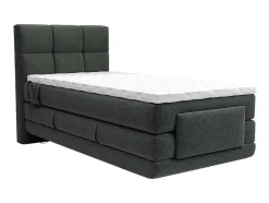 Conjunto Completo Boxspring, Cabeceira De Cama Acolchoada + Sommiers Articulados Eletricos + Colchão 100X200 Cm Tecido Antracite - Lodi Da Palacio