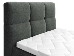 Conjunto Completo Boxspring, Cabeceira De Cama Acolchoada + Sommiers Articulados Eletricos + Colchão 100X200 Cm Tecido Antracite - Lodi Da Palacio