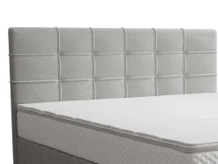Conjunto Completo Boxspring Com Cabeceira Estofada + Sommier + Colchão + Sobrecolchão 180 X 200 Cm Tecido Cinza-Claro - Inao De Ysmee