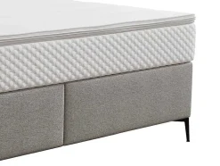 Conjunto Completo Boxspring Com Cabeceira Estofada + Sommier + Colchão + Sobrecolchão 180 X 200 Cm Tecido Cinza-Claro - Inao De Ysmee