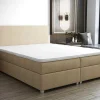 Conjunto Completo Boxspring Com Cabeceira + Sommier + Colchão + Sobrecolchão 160 X 200 Cm Tecido Bege - Onan De Ysmee